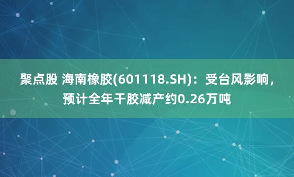 聚点股 海南橡胶(601118.SH)：受台风影响，预计全年干胶减产约0.26万吨