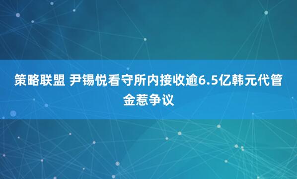 策略联盟 尹锡悦看守所内接收逾6.5亿韩元代管金惹争议